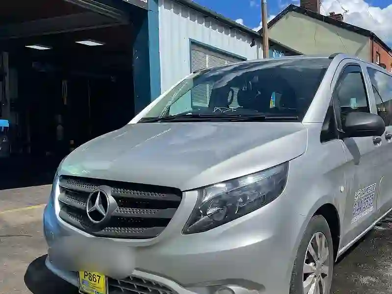 A Mercedes van outside the M&S Garage unit in Ashton-under-Lyne