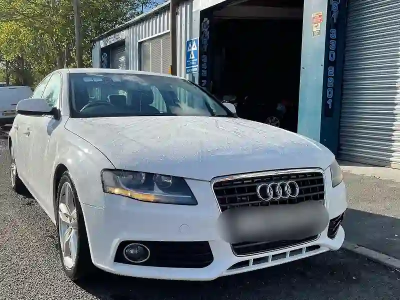 A white Audi outside the M&S Garage workshop
